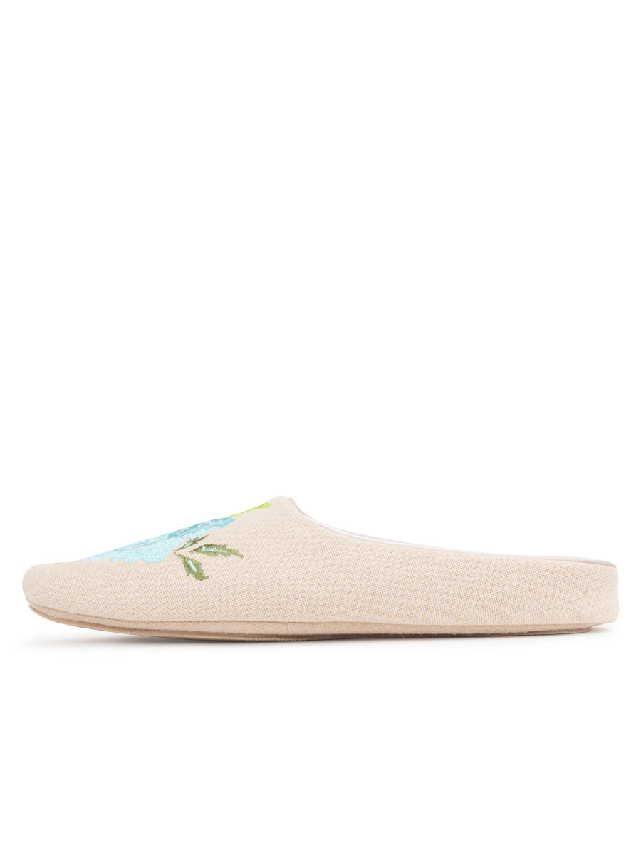 Peony Embroidered Slipper