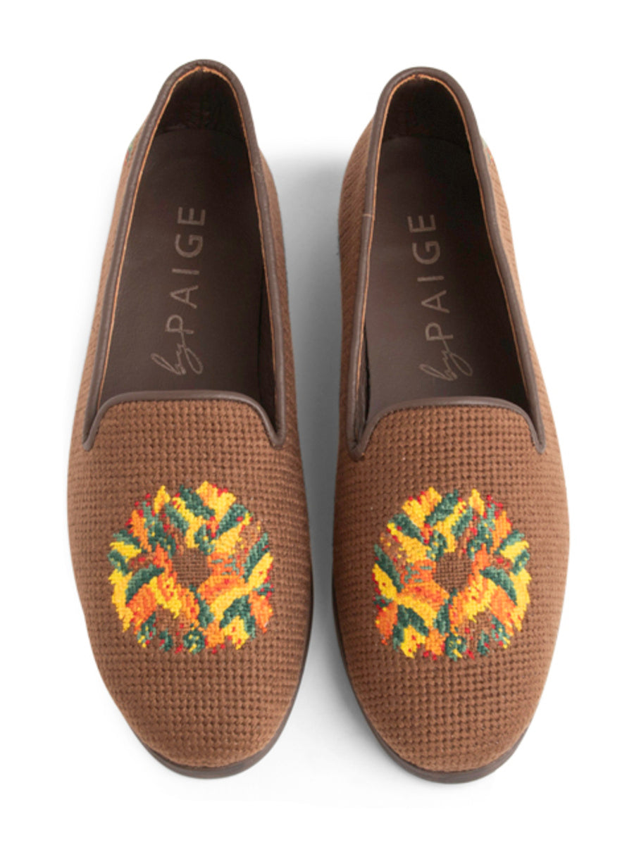 Needlepoint Loafer in Autumn Leaves Wreath