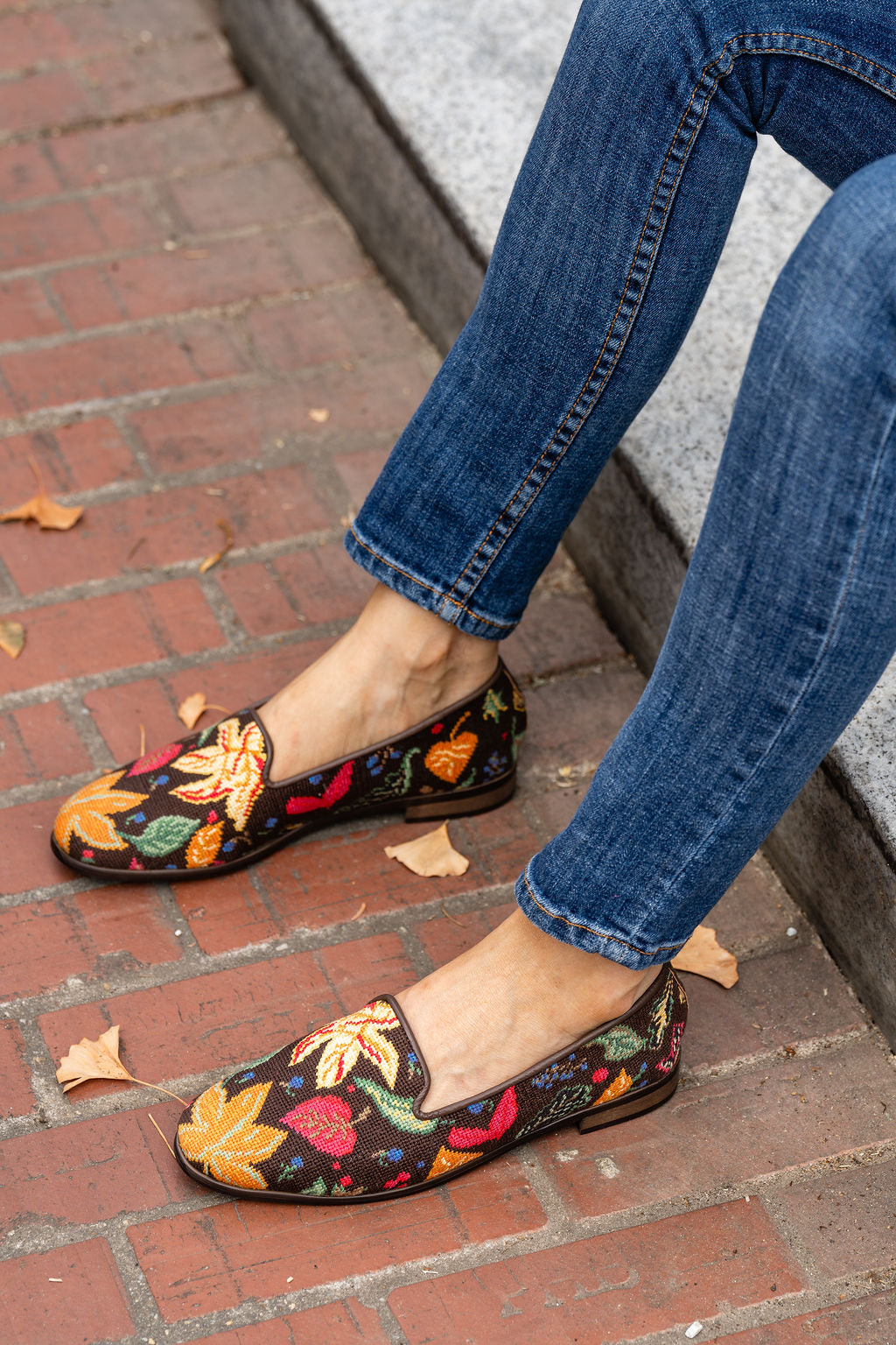 Needlepoint Loafer in Fall Leaves