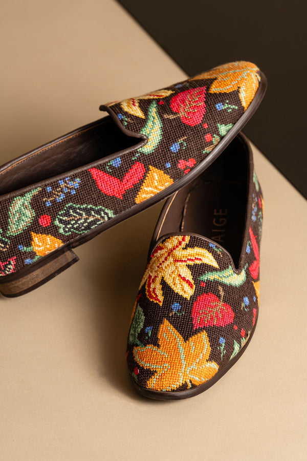 Needlepoint Loafer in Fall Leaves
