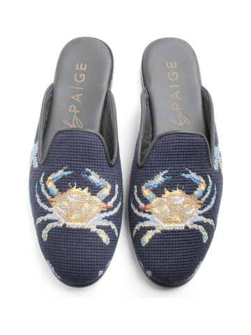 Needlepoint Mule in Crab