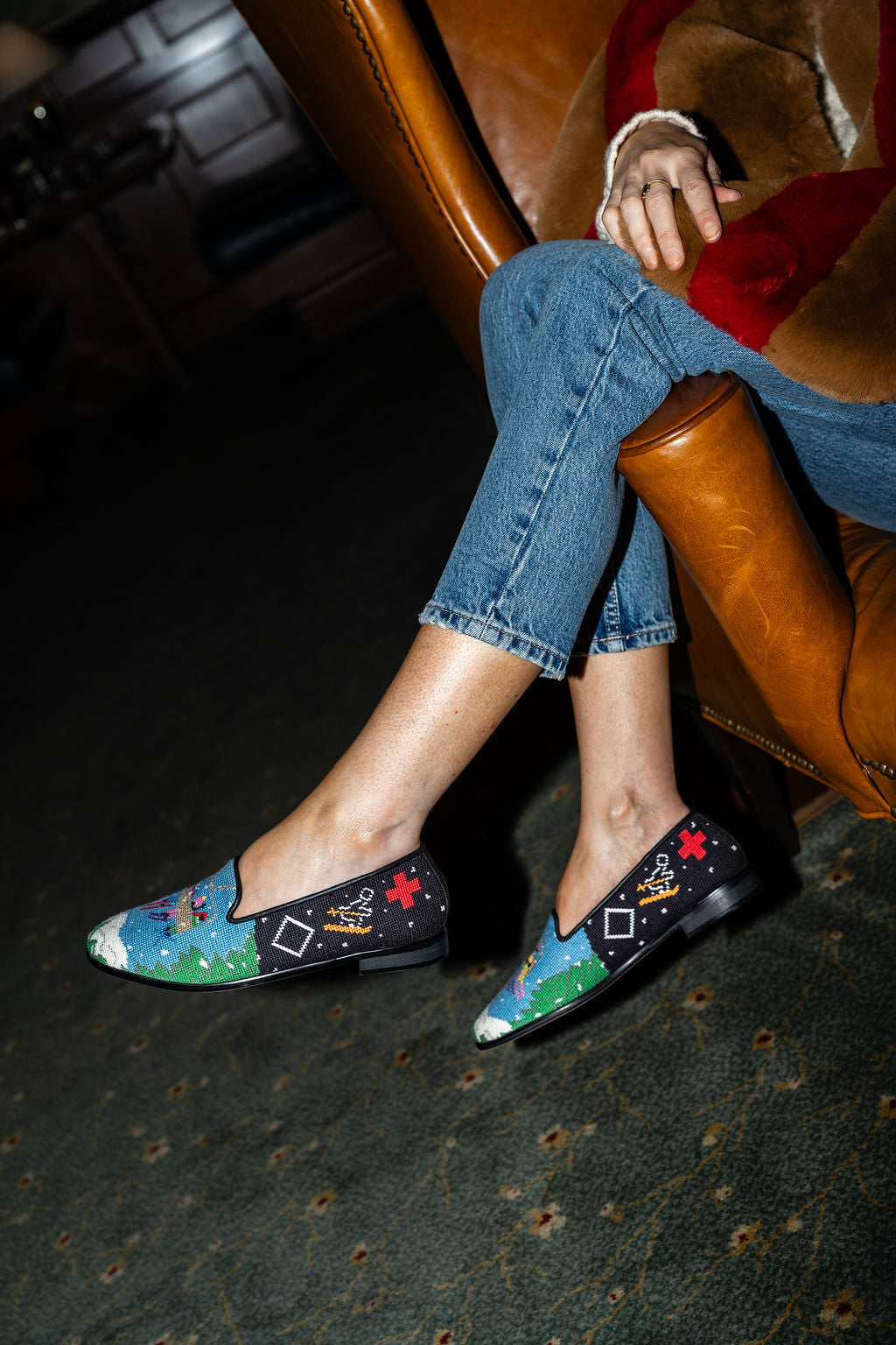 Needlepoint Loafer in Gone Skiing