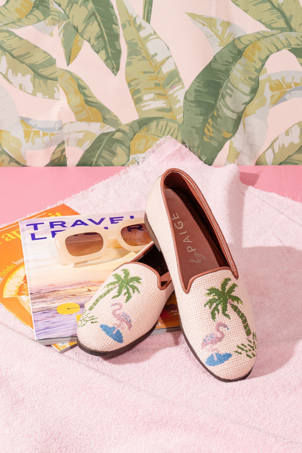 Needlepoint Loafer in Flamingo & Palm Tree