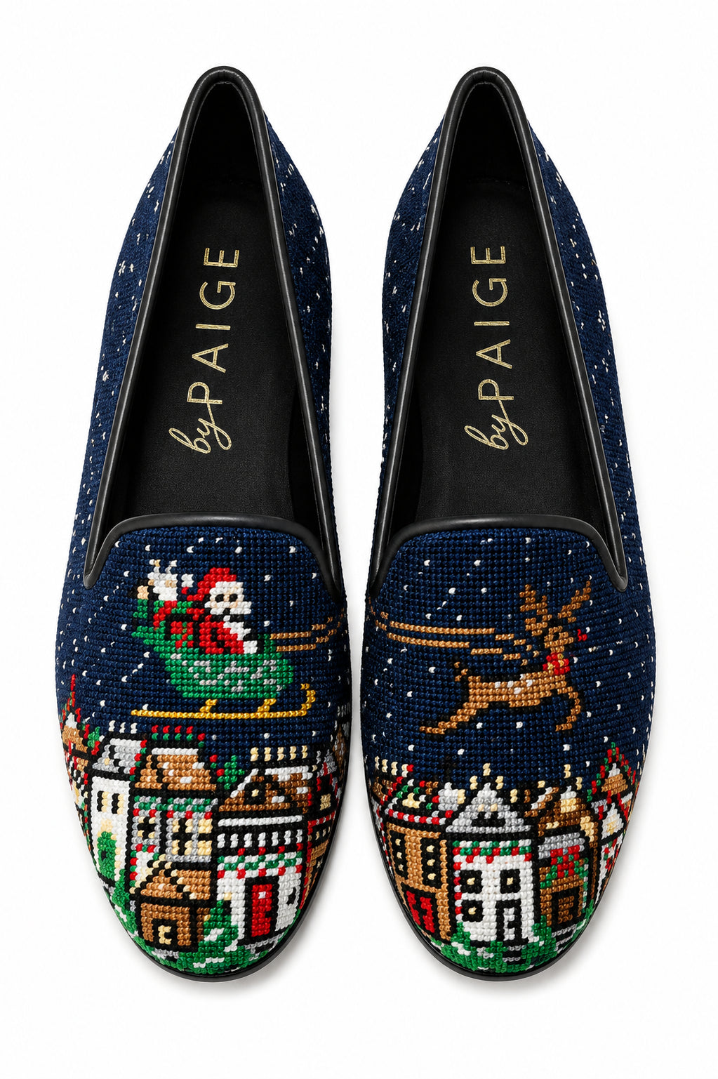 Needlepoint Loafer in Santa and Reindeer