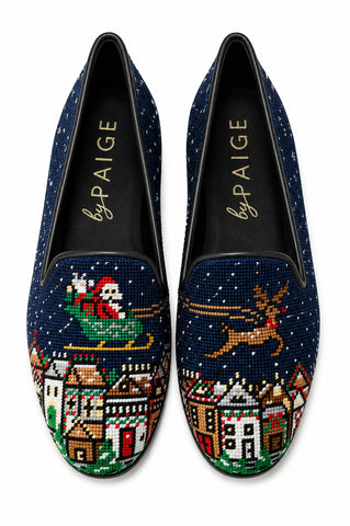 Needlepoint Loafer in Santa and Reindeer