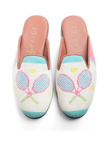 Needlepoint Mule in Tennis
