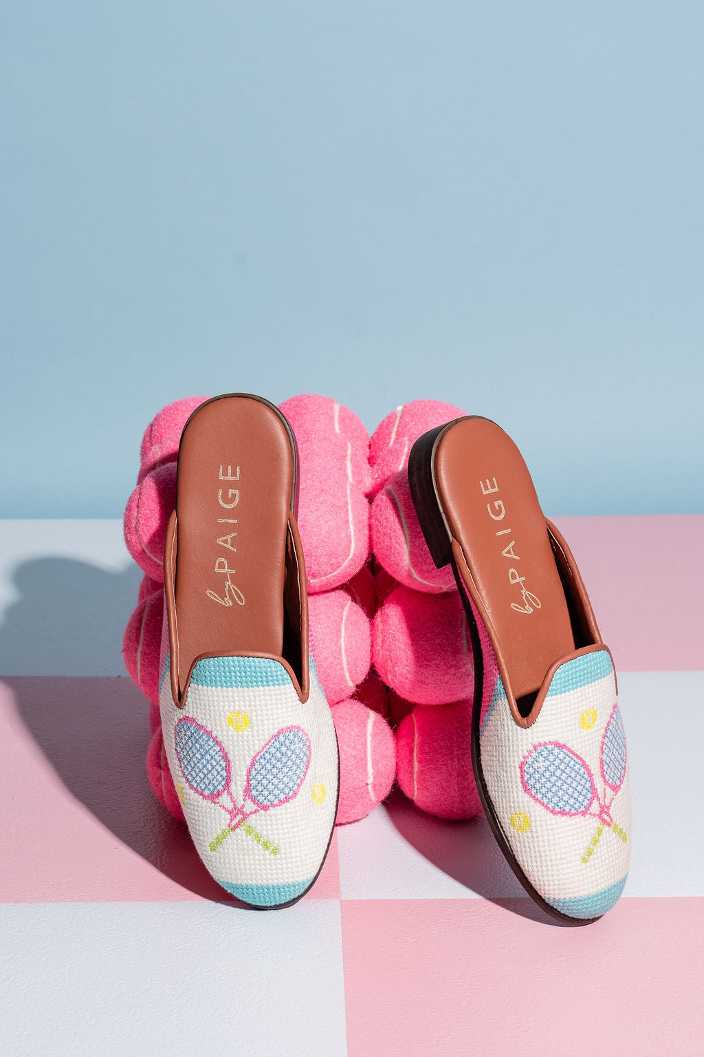 Needlepoint Mule in Tennis