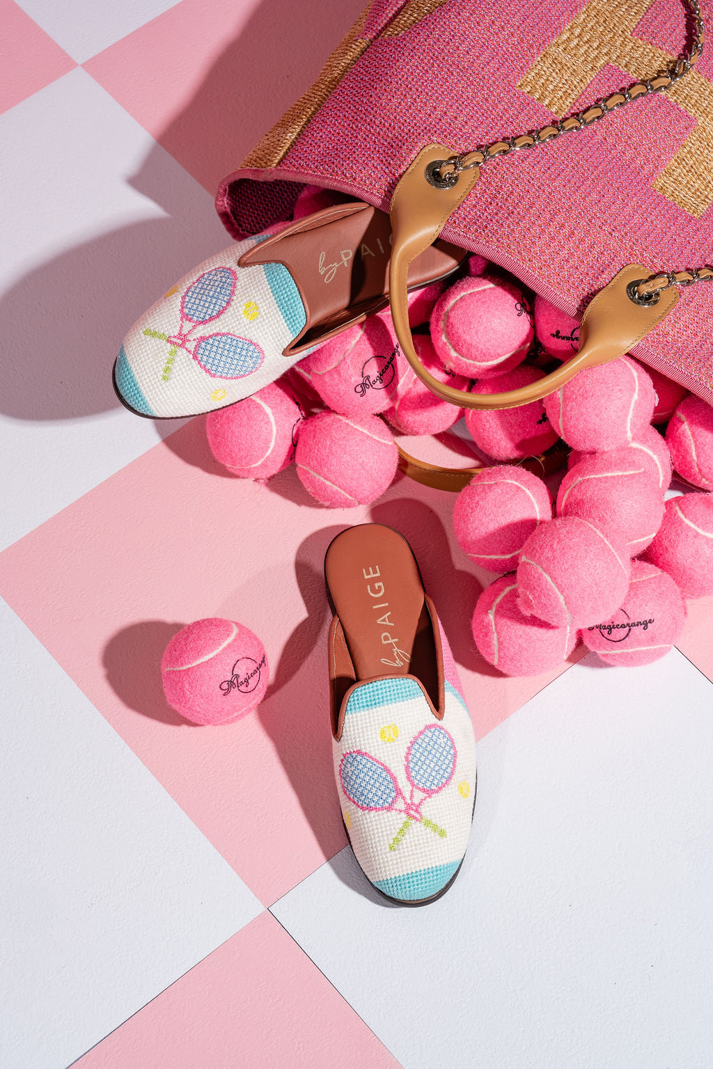 Needlepoint Mule in Tennis