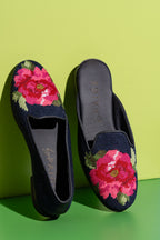 Pink Peony Needlepoint Mule