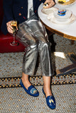 Needlepoint Loafer in Champagne and Caviar