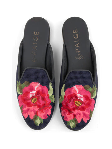 Needlepoint Mule in Pink Peony