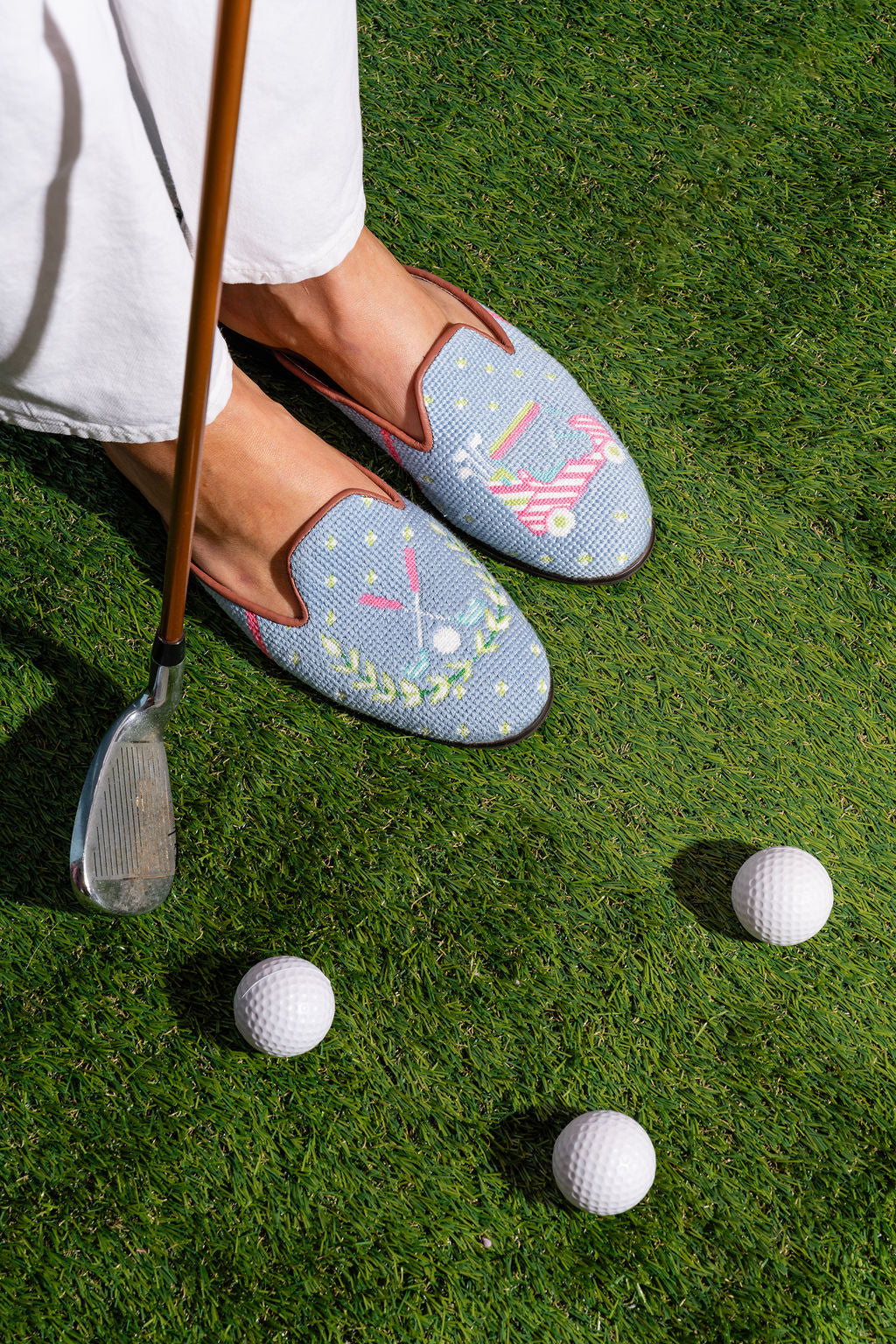 Golf Needlepoint Mule