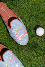 Golf Needlepoint Mule