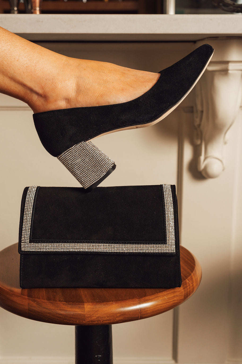 Estelle crystal wrapped block heel