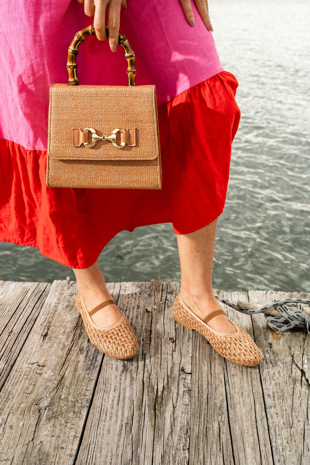 Harper Raffia Top Handle Bag