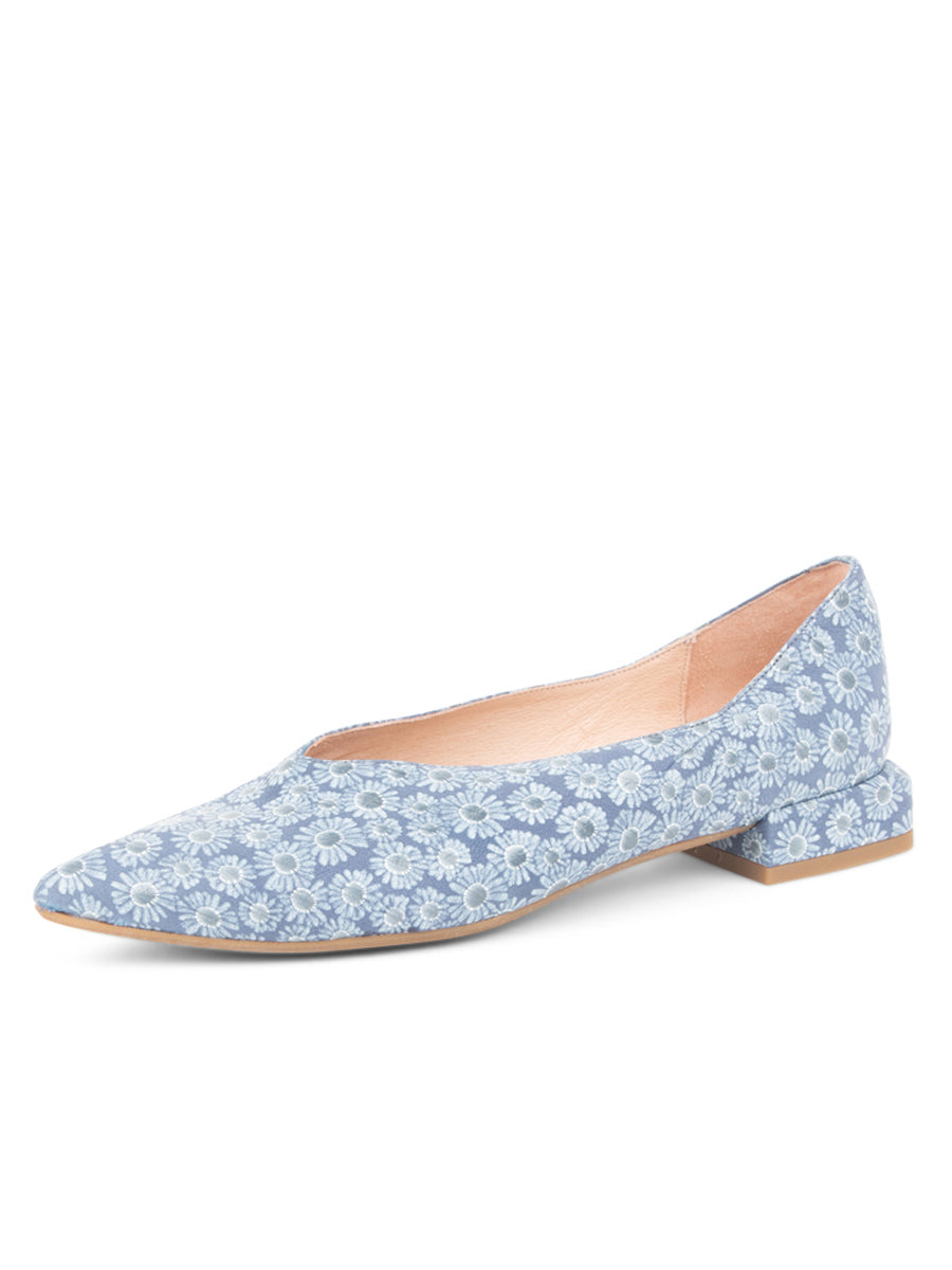 Daisy Pointed Toe Leather Flat
