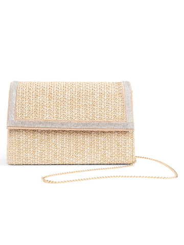 Milan Raffia and Crystal Clutch