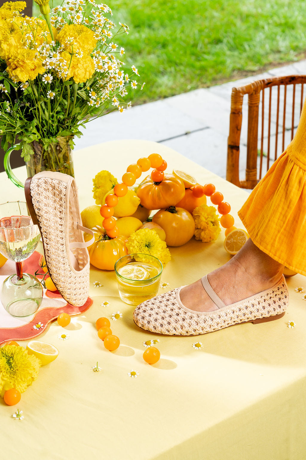 Monaco Raffia Ballet Flat