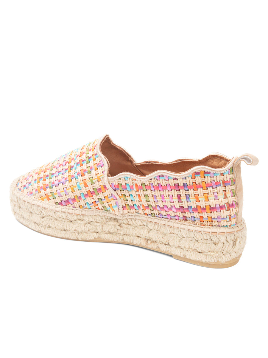 Abigail Scalloped Raffia Slip On Espadrille