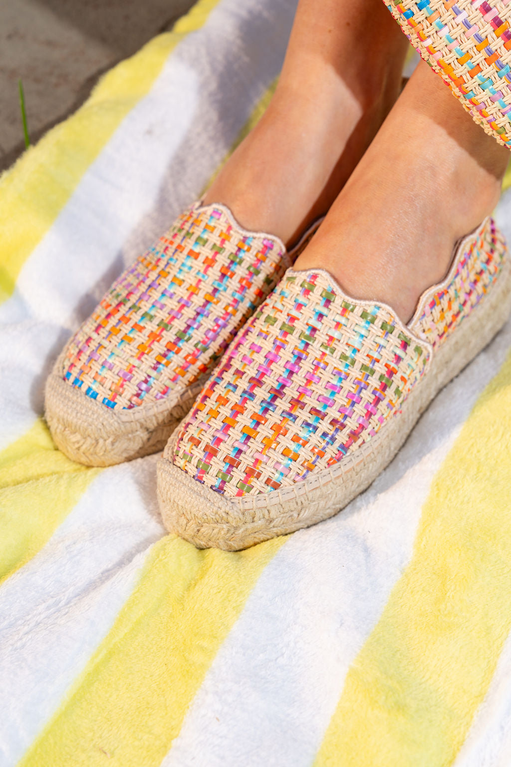 Abigail Scalloped Raffia Slip On Espadrille