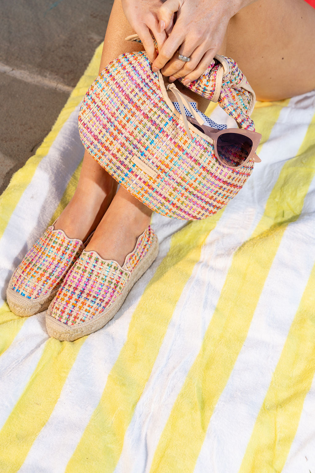 Abigail Scalloped Raffia Slip On Espadrille