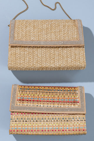 Milan Raffia and Crystal Clutch Alternate View