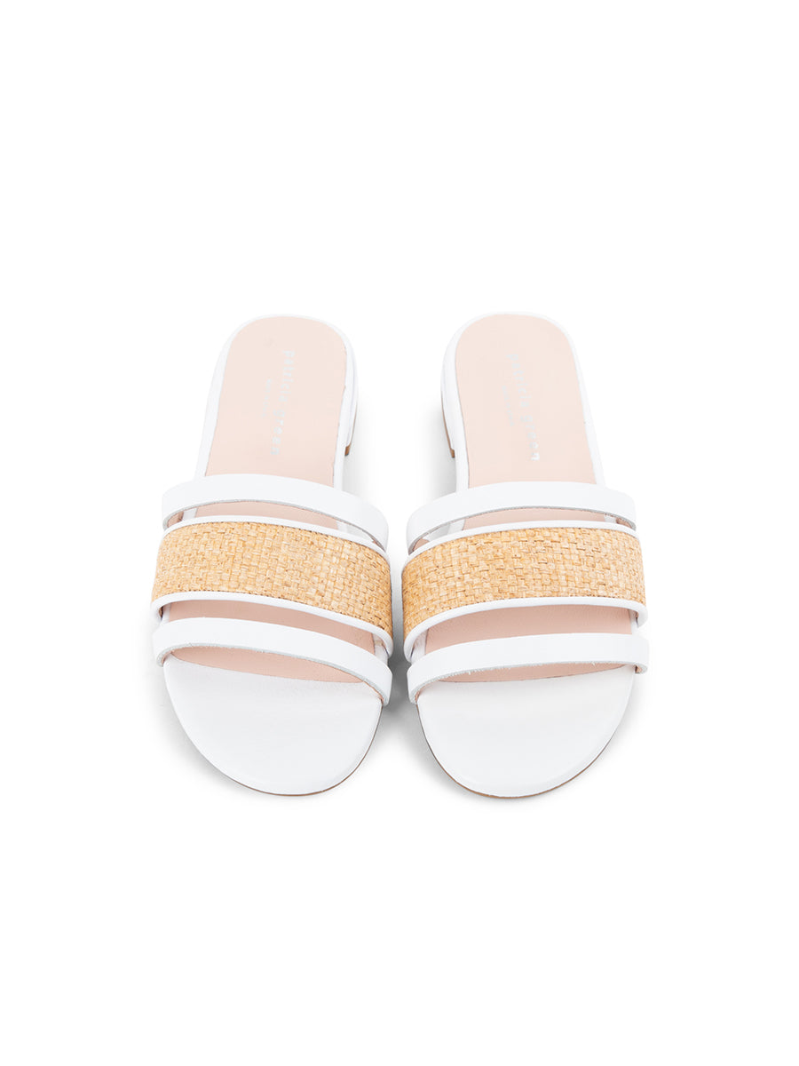 Amalfi Raffia and Leather Flat Sandal