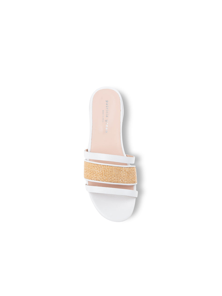 Amalfi Raffia and Leather Flat Sandal