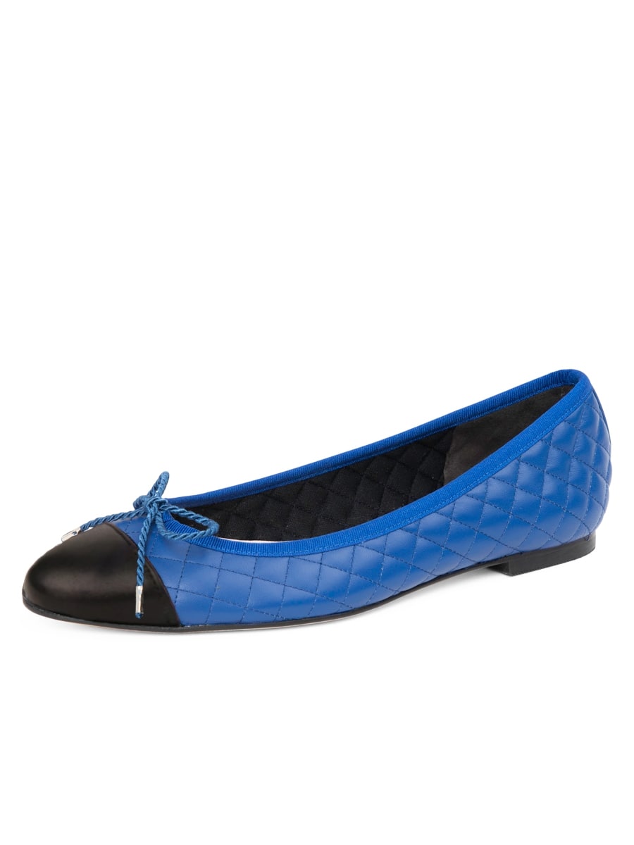 Paul Mayer Women's Luau Quilted Ballet Flat in Black/Blue