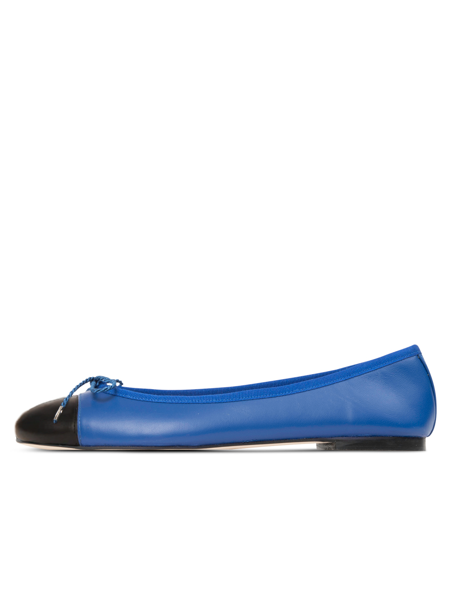 Paul Mayer Women's Bravo Leather Ballet Flat in Cobalt Blue/Black