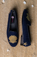 Gold Scallop/Navy Color